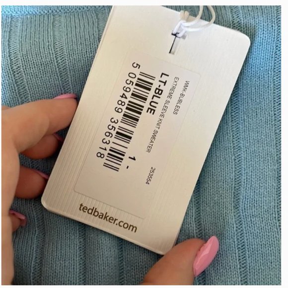 Ted Baker Bubless Extreme Sleeve Knit Sweater light blue size 1 nwt - Picture 10 of 13